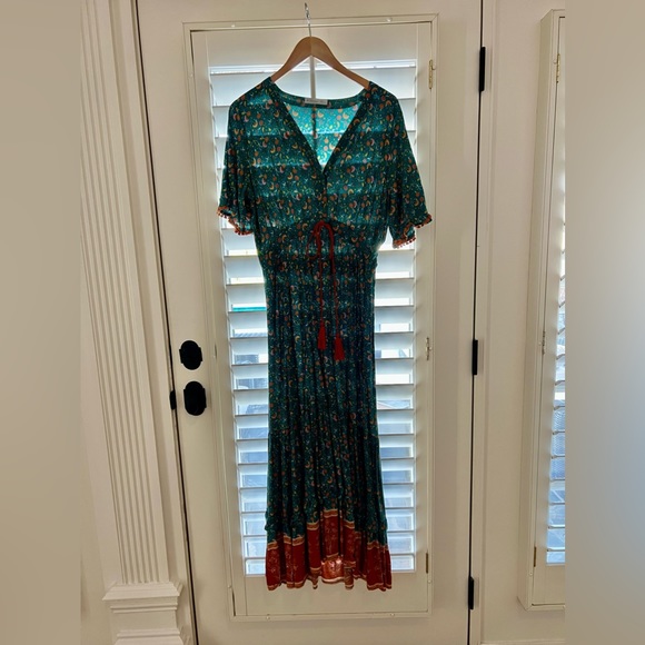 Maxi dress only worn once Teal color sz L - Picture 1 of 2
